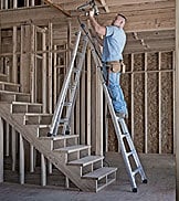 Werner aluminum multi-position ladder on steps