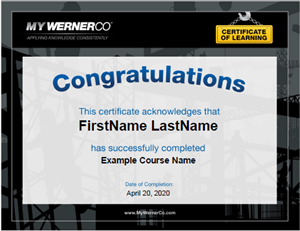 WernerCo Certificate