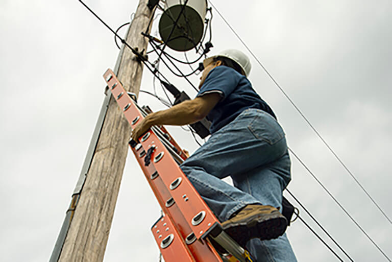 Safely work around electricity with Werner fiberglass products