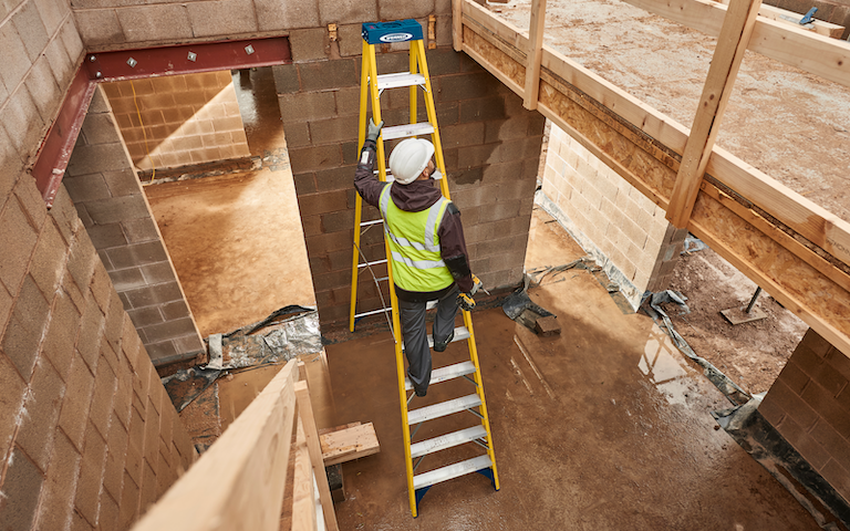 Werner UK Fibreglass Ladder Building Site