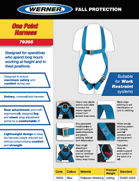 Werner SellSheet One Point Harness 79205 