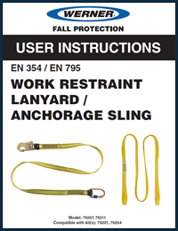 Werner Work Restraint Lanyard and Sling User Instructions